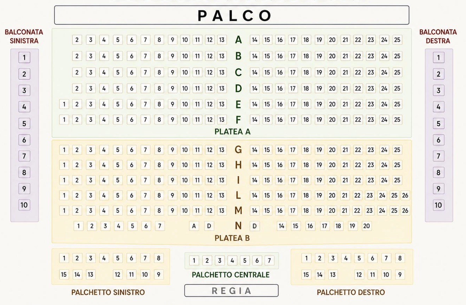 Piantina del teatro &mdash; disposizione settori