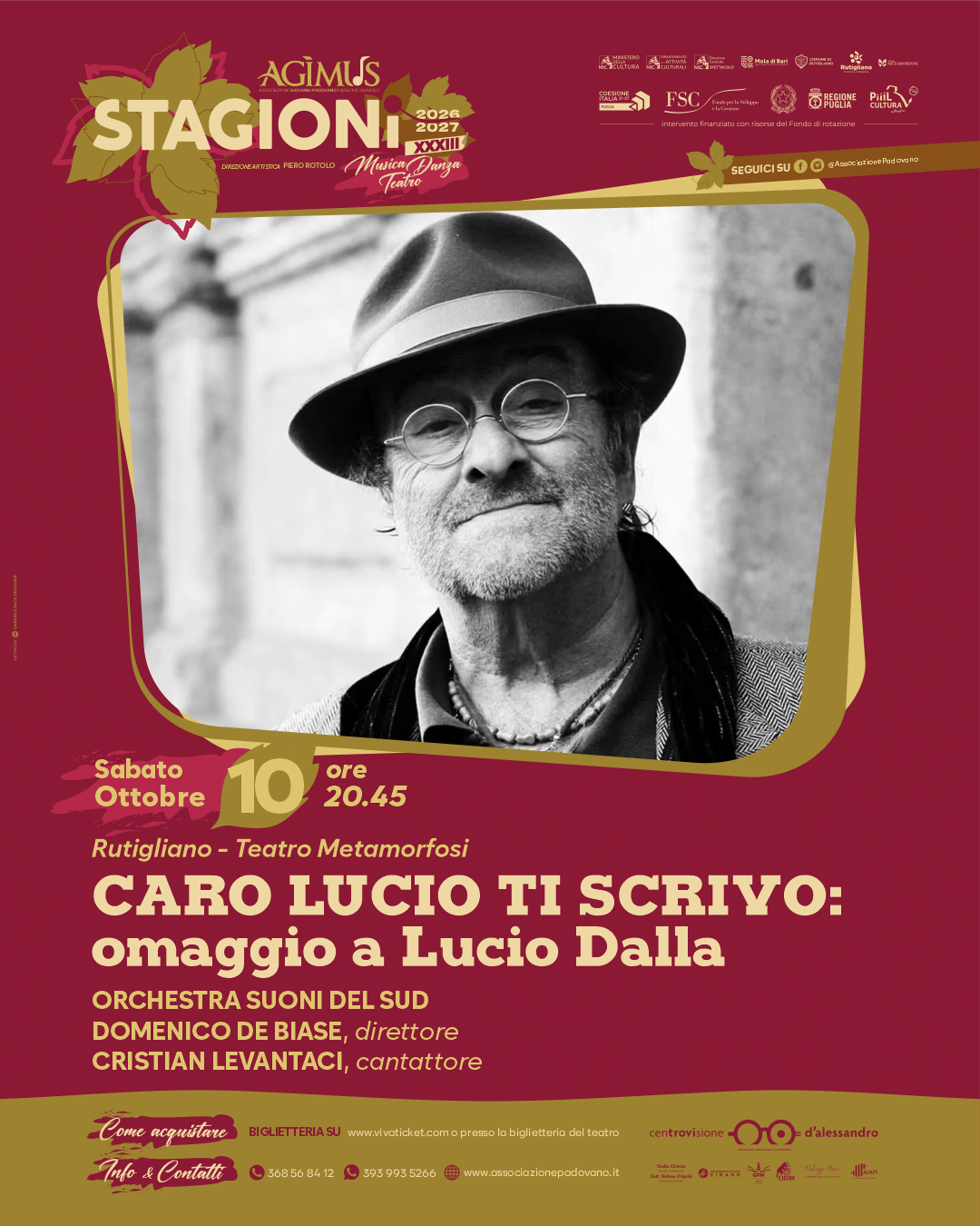 Locandina CARO LUCIO TI SCRIVO: OMAGGIO A LUCIO DALLA